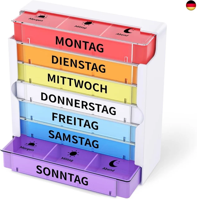 MOLN HYMY Medikamentenbox 7 Tage 2 Fächer, Pillendose Morgens Abends MOLN HYMY Medikamentenbox 7 Tage 2 Fächer, Pillendose Morgens Abends