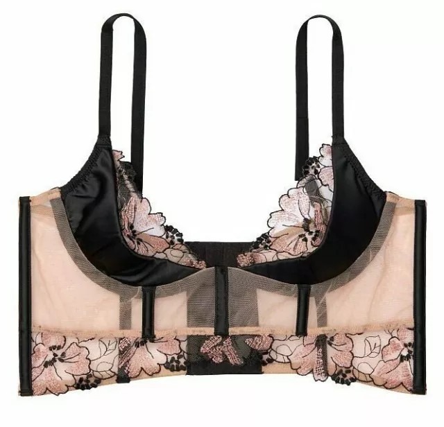 VICTORIAS SECRET LUXE LINGERIE VERY SEXY UNLINED DEMI BRA FLORAL LACE NWT