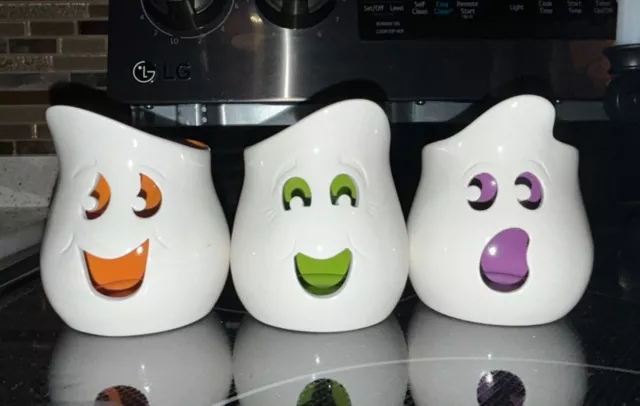 PartyLite Halloween Ghosts Tealight Votive Trio Candle Holders