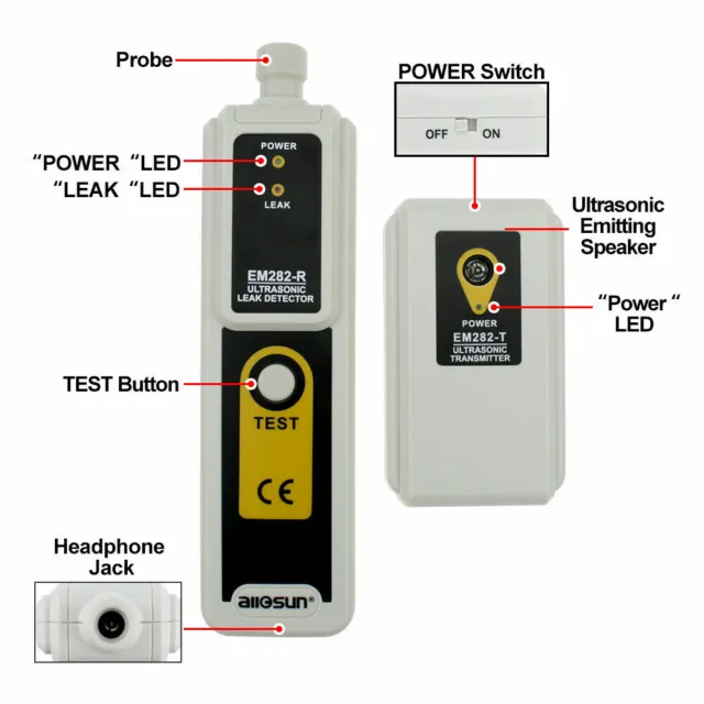 Ultrasonic Leak Detector & Transmitter Gases Liquid Leak Sensor Detecting Tool 3