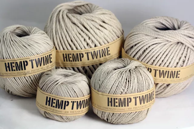 Hemp Cord- Natural untreated Hemp twine   0.5MM -1MM- 2MM-3MM -4MM    Crafts-