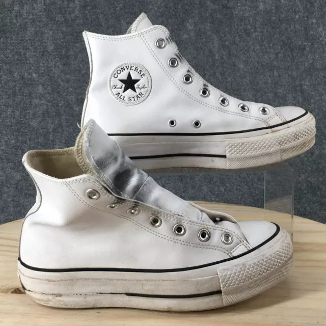 Chuck Taylor Shoes Womens 8 All Star Platform Hi Sneakers 561676C White Leather