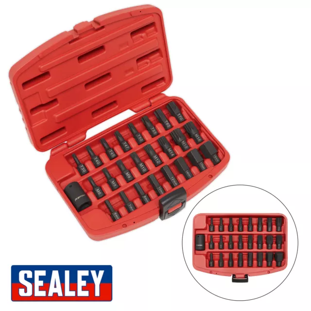 Sealey AK5612 Impact TRX Star Hex Spline Bit Set 25pc 1/2" Sq Drive Car Garage