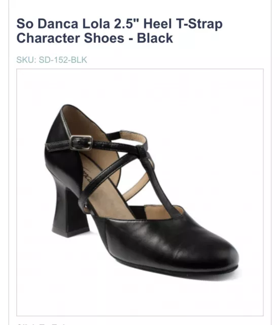 So Danca Lola 2.5" Heel T-Strap Character Shoes - Black 6W