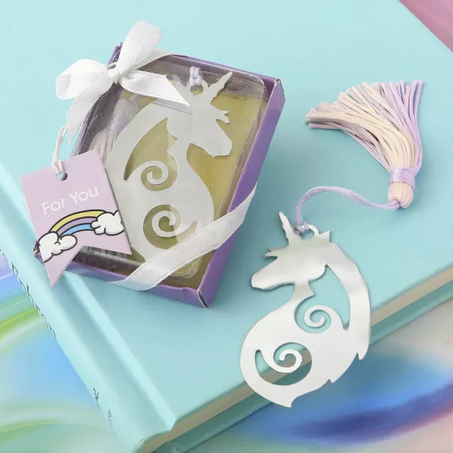 24 Majestic Silver Metal Unicorn Bookmarks Baby Shower Wedding Favors