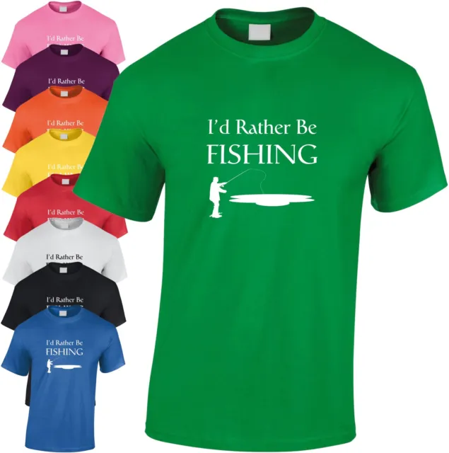 I'd Rather Be Fishing Children's T Shirt Teen Fisherman Angler Bait Hook Carp