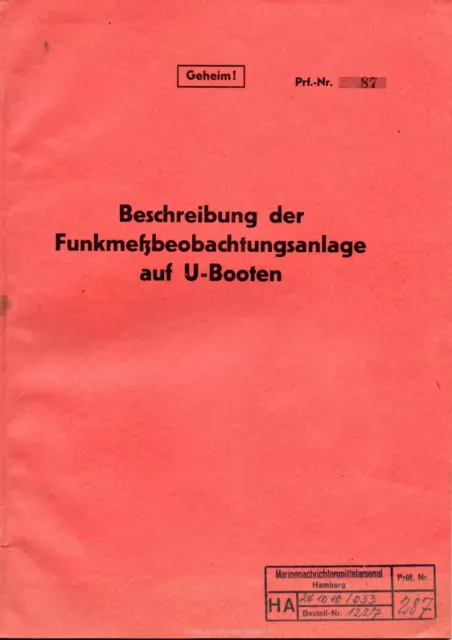 SCAN Geheim Beschreibung der Funkmeßbeobachtungsanlage auf U-Booten 1944 RARE!