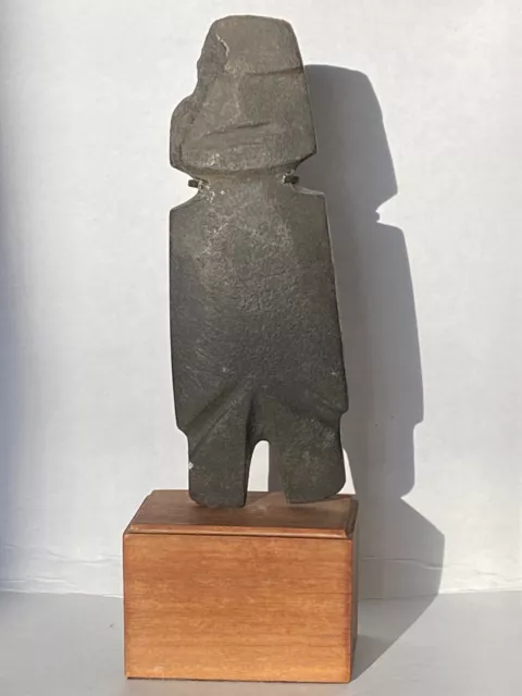 Pre-Columbian Mezcala slim Blk stone tomb figure, Guerrero, Mexico c. 400-100 BC