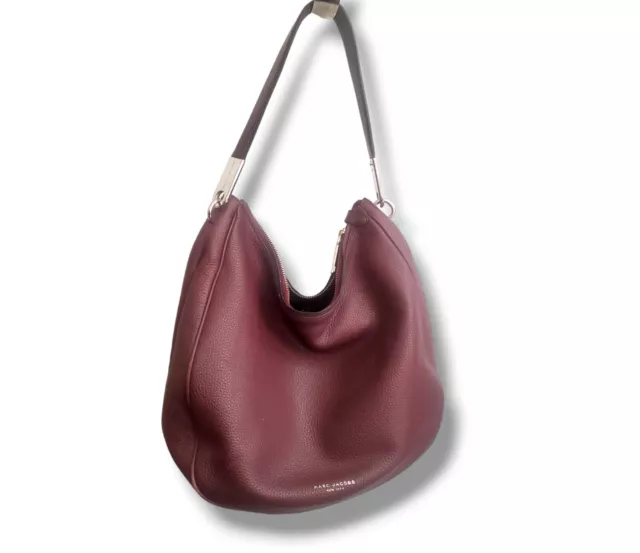 Marc Jacobs The Essential Leather Hobo Plum Shoulder Bag Purse