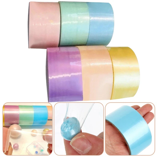 6 rollos cinta de color arco iris plástico perlado bolas pegajosas niño juguete calmante