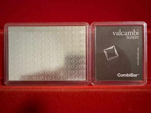 100 gramos Valcambi Suisse Fina Plata .999 CombiBar (100x1g) con Ensayo