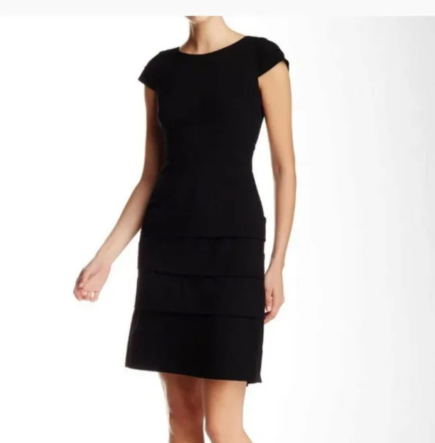 Tahari Arthur S. Levine Women's Size 10 Black  Shift Dress Belted Accent Lined