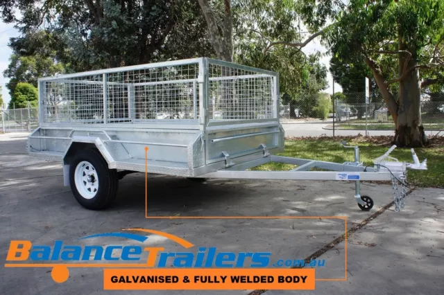 8x5 GALVANISED FULLY WELDED BOX TRAILER WITH 600mm CAGE & BRAKE ATM1400KG