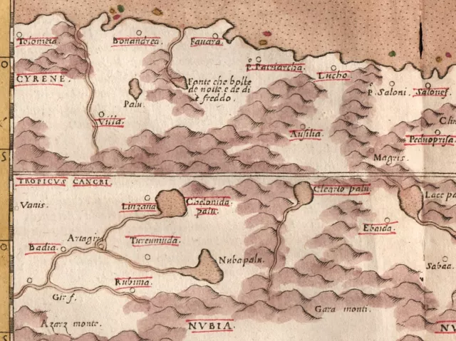 1574 North Africa (Libya, Egypt): Marmarica Nuova Tavola by Ptolemy / Ruscelli 2