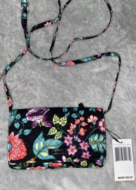 Vera Bradley multicolored quilted canvas w/floral design RFID crossbody purse