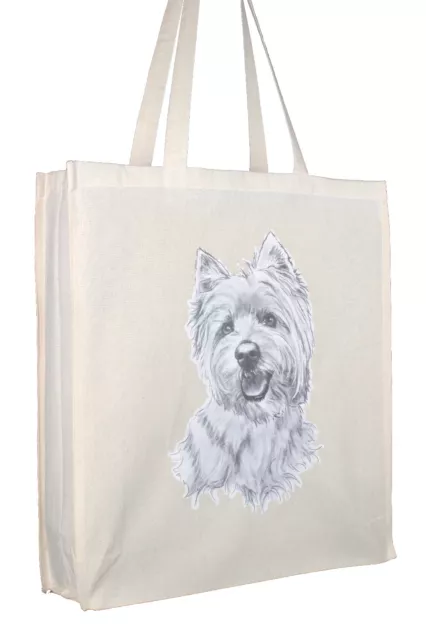 Westie West Highland Terrier 'Portrait Cotton Bag / Gusset Xtra Space Ideal Gift