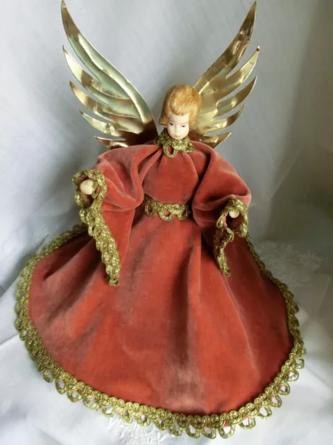 alter Engel Figur  Wachskopf -KEIN Koestel- mit Flügel SamtKleid WeihnachtsDEKO 2