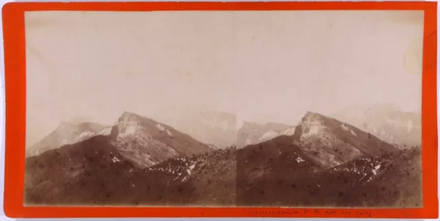 Isère.38.Tooth Camel of Crolles seen from the Col Rooster.Unique Stereo Photo!1870.