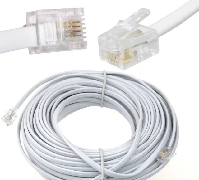 5M ADSL Internet Broadband RJ11 to RJ-11 Cable Lead - 5 Metre Long White DSL 3