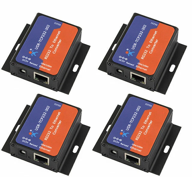 4 Pcs USR-TCP232-302 Tiny Size Serial RS232 to Ethernet TCP IP Server Module