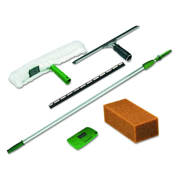 Unger PWK00  Window Cleaning Kit w/8ft Pole,Scrubber,Squeegee,Scraper,Sponge-NEW