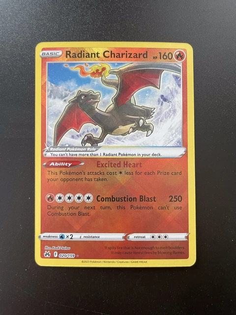Carte Pokemon Radiant Dracaufeu 020/159 - Collection Crown Zenith - Carte Ultra Rare Et Scintillante