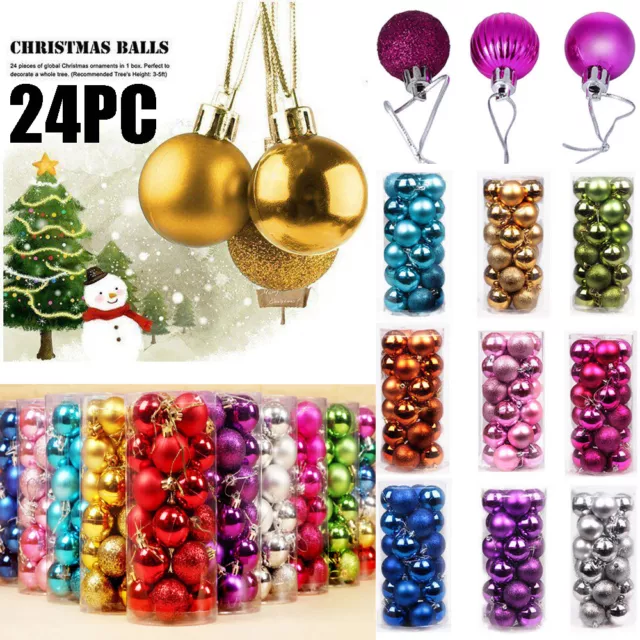 24PCS Christmas Xmas Tree Ball Bauble Home Party Ornament Hanging Decor 30mm /AN