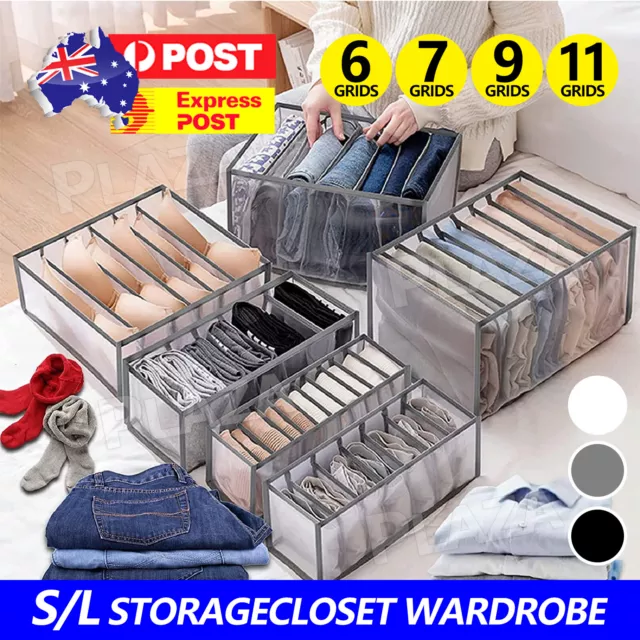 6/7/9/11 Grids Clothes Organizer Closet Wardrobe Drawer Divider Mesh Storage Box