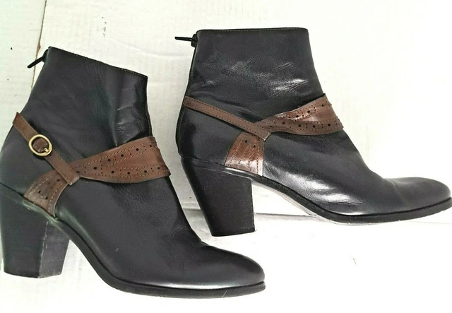 Ankle Boots Black Brown Leather Zip Harness Everybody BZ MODA  Anthropologie 7