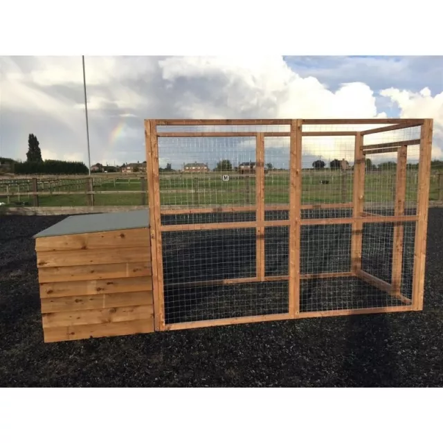 Dog Kennel & Run, 12 x 4 x 6ft High Pen attached shelter with Felt Roof, 16G 2x2