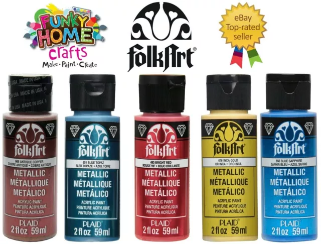 FolkArt METALLIC acrylic crafters paint -  2oz 59ml Quality Metallic Paint