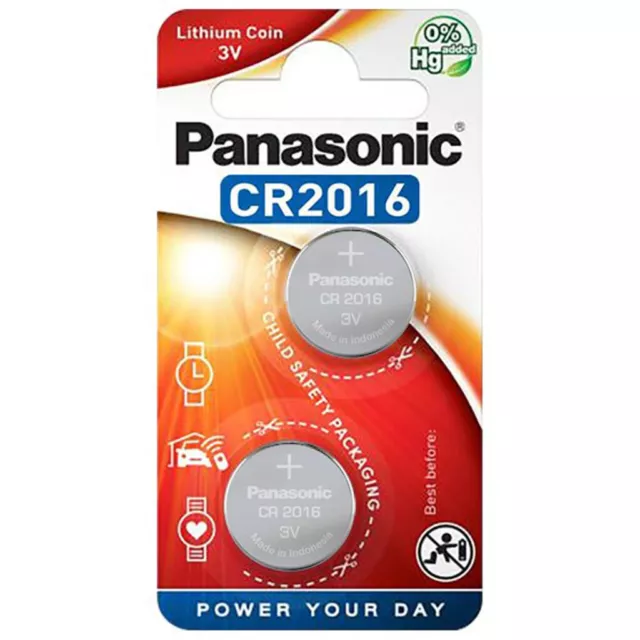 kQ Panasonic Knopfzelle Lithium CR2016 3V Batterien 2er Blister