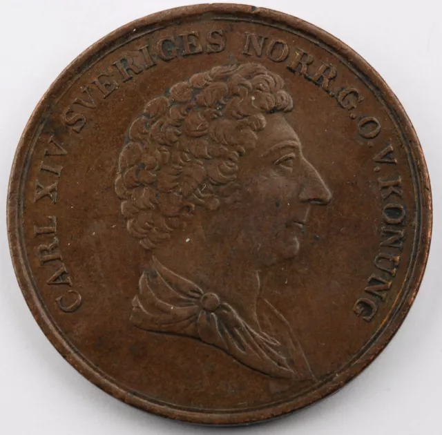 Sweden Carl XIV Johan 2 Skilling 1837 Copper SUP KM 643