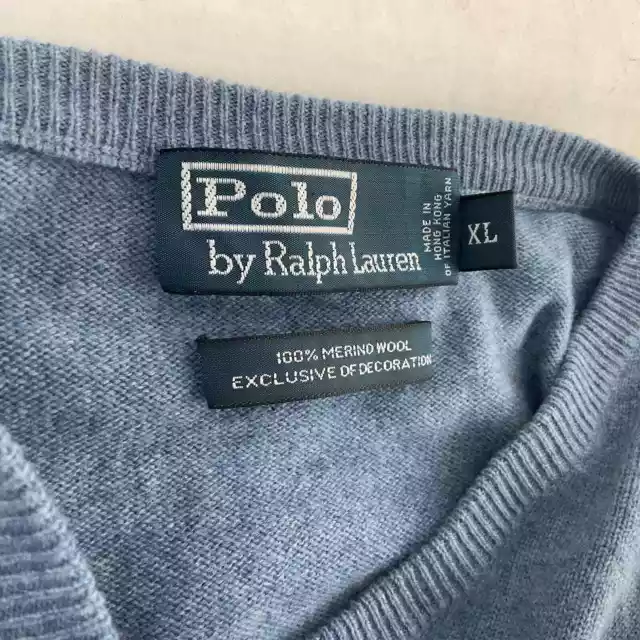 Polo Ralph Lauren Blue XL Merino Wool Pullover Men's Sweater 3