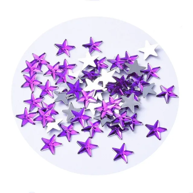 30 perles strass cabochon étoile strass violet 10 mm acrylique à coller