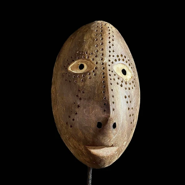 African Mask Tribal Face Mask Wood Lega Idimu Mask Congo, Democratic-6981