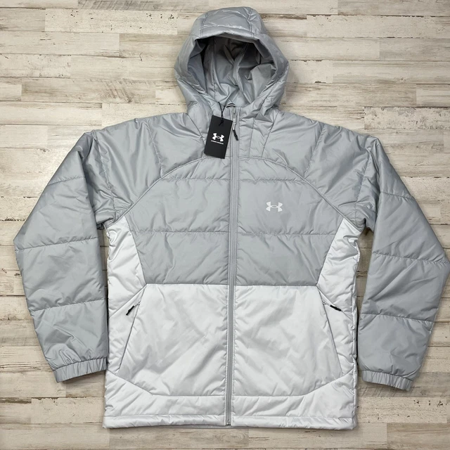 Under Armour Men's UA Insulate Hooded Puffer Jacket 1372655 Gray Size LARGE NWT