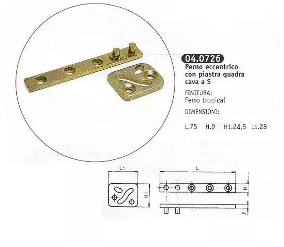 CERNIERA PERNO ARMADIO mm.75 KIT COMPLETO PER 2 ANTE CARDINI PER ANTA MOBILE