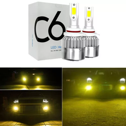 2x NEW 9005/HB3 3000K Golden Yellow High Power COB LED Fog Lights Driving Bulb