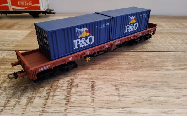 WAGON PORTE CONTENAIRE P&O jouef lima roco ho 1/87 EUR 18,99 - FR