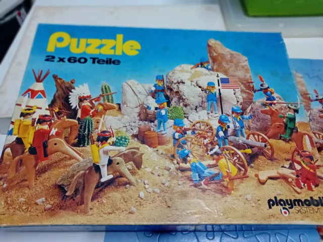 Playmobil System Puzzel US Kavallerie u. Cowboys mit OVP Western Indianer