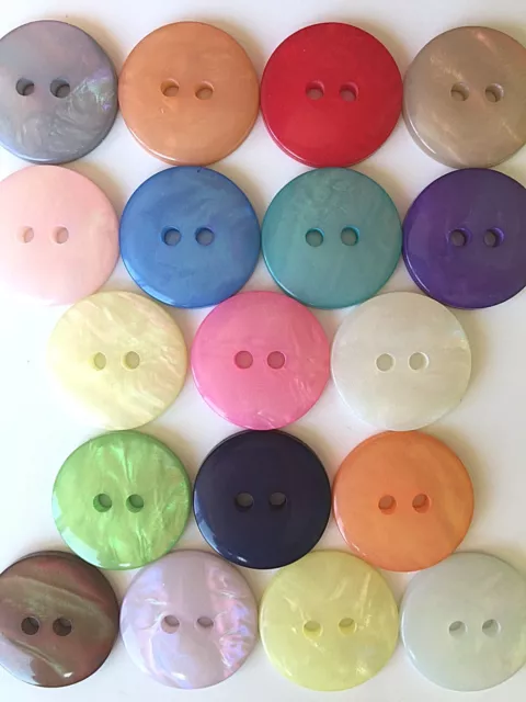 Pearlised Round Sewing Buttons, Pack of 8, Pearl Effect, Many Colours, 4 Sizes!