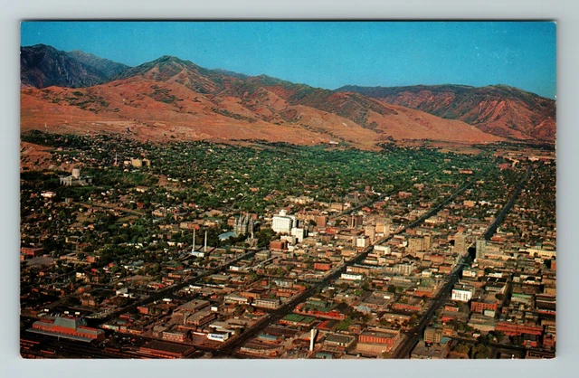 Salt Lake City UT-Utah, Aerial View Town Area, Vintage Postcard