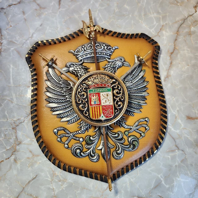 Spain Espana Crest Toledo Vintage Eagle Crown Plaque Coat Of Arms Republic