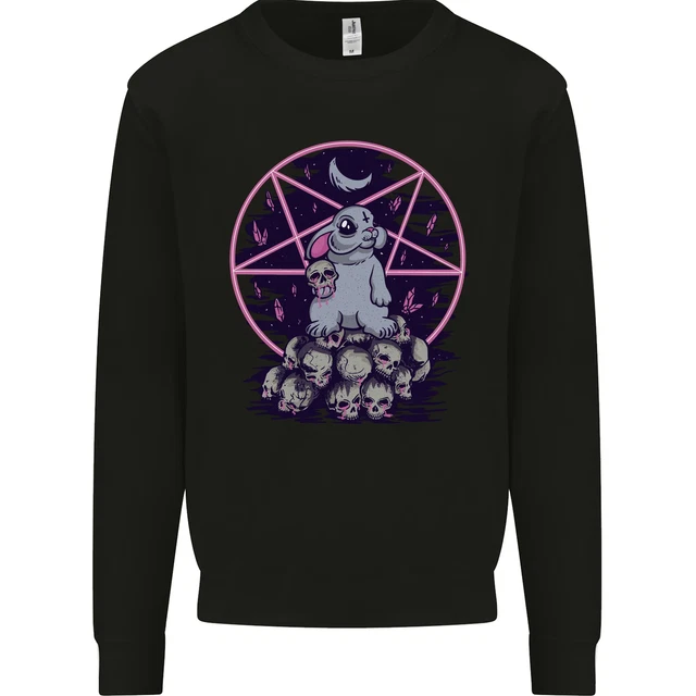 Demonic Satanic Rabbit With Skulls Mens Sweatshirt Jumper