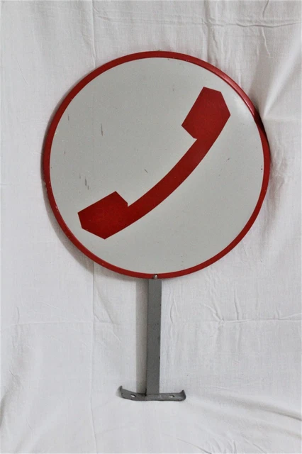 Insegna Telefono Pubblico Bifacciale Con Supporto Sip Telecom "80/"90