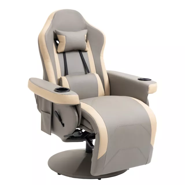 HOMCOM Manual Recliner Armchair PU Sofa Chair w/ Footrest & 135° Reclining
