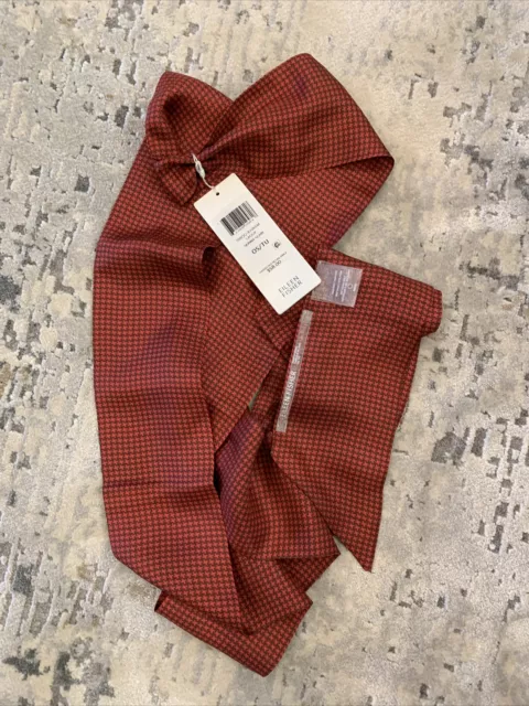 NWT $58 Eileen Fisher Mini Houndstooth Printed Silk Skinny Scarf Laqur Red O/S