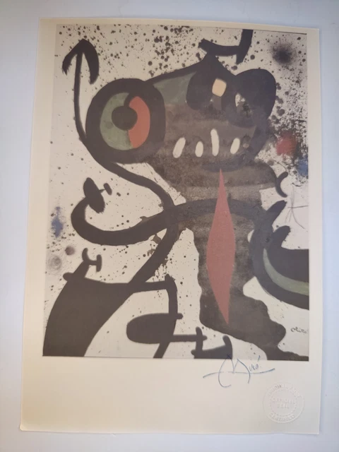 Joan Miro Handsigned Print Poster Litograph with Stamps on the Back