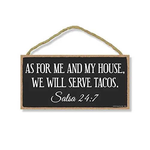 Kitchen Signs Wall Decor, As For Me and My House We Will Serve Tacos 5 inch